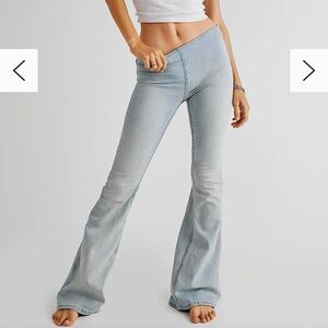 Free People We The Free Sz 25 Penny Pull-On Flare Jeans Blue Light Wash Voyager